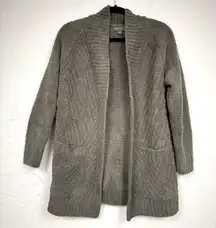 Barefoot Dreams Green Fluffy Cardigan Sweater Womens XS Duster Preppy Cozy Fall