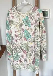 FARM Rio Green and Cream Floral oversized sweater Top