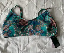 NWT Wild Fable Teal Boho Floral Mosaic Swimsuit Bikini Top