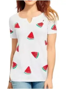 Talbots Watermelon Print Short Sleeve Sweater Top Knit‎ Tee Women Size XS