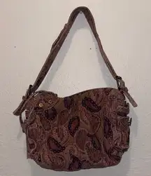 Vintage GAP Corduroy Paisley Patterned Shoulder Bag - Brown pink