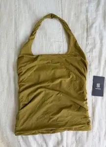 Amazon SUUKSESS olive rouched side halter top