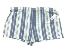 BP Women's Boyfriend Stripe Pajama Shorts In Green Yucca Emmy Stripe Large NWT