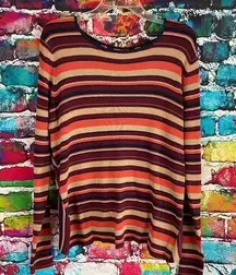 KAVU  Outdoor Wear Ribbed Striped Stripes Long Sleeve Top Sweater Large