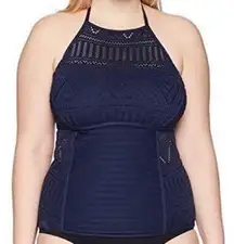 Anne Cole Navy blue halter crochet tank top swim top Size Large