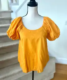 Maeve Marigold Yellow Puff Sleeve Scoopneck Milk Maid Blouse