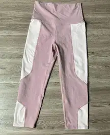 Live the Process High Rise Color Block Pink Crop Leggings Size M