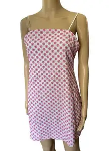 Trixxi Vintage Y2K White Pink Barbie Preppy Coastal Southern Eyelet Mini Dress