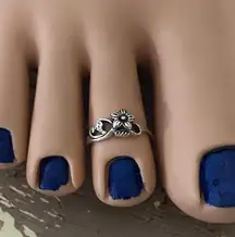 Sterling Silver Flower & Swirl Toe Ring Midi Ring 