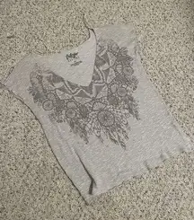 Tokyo Darling Women’s Off White Knit Short Sleeve Top Mandala Size Small