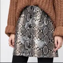 Zara Button Down Snakeskin Mini Skirt 