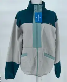 Columbia Women’s Colorblock Fleece Jacket Full Zip Teal Gray Size L