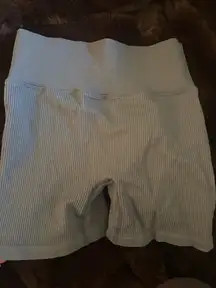 Amazon Blue Biker Ribbed Shorts