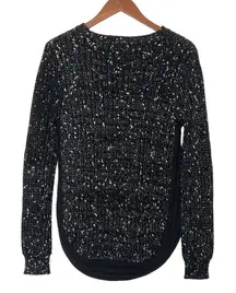 Solemio Long Sleeve Pullover Sweater Black White Soft Knit Women's Small