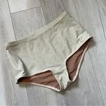 Nu Swim Bikini Bottoms high rise womens Beige (small) minimalist coverage beach