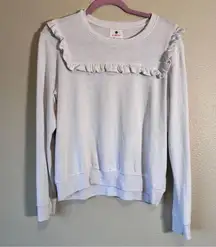 Sundry White Ruffled Pullover Sweatshirt Womens S Casual Fall Cozy Coquette
