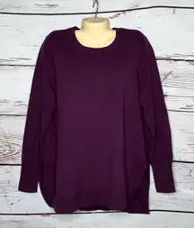J. Crew NWT Size XL Dark Purple Wool Blend High-Low Hem Tunic Sweater Top