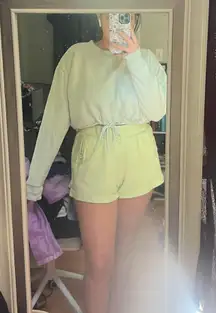 Mint Green Pink  Cropped Pullover