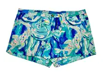Lilly Pulitzer Adie Brilliant Blue Aquatic Garden Floral Shorts 12 Cottagecore‎