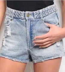 Band of gypsies Braided Distressed Denim Shorts