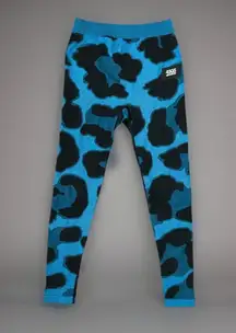 ASOS 4505 Ski & Snow Leggings Blue Black Leopard Print XS