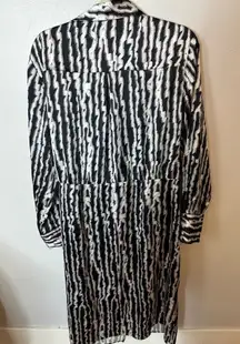 Worthington Women's 2XL Black Wave Shirt Dress Knee Length Long Sleeve