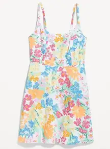 Old Navy large tall linen rayon blend pastel floral spring knee length