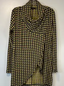 The Limited Black and Gold Houndstooth Sweater Cowl Neck Wrap Women’s Medium