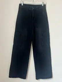 American Eagle Super High Rise baggy wide leg black jeans size 2