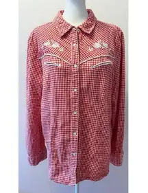 Back in the Saddle Cotton Plaid Flannel Western Rodeo Pearl Button Size L