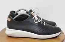 Clarks Unstructured Leather Black Perforated Lace Up Sneakers Womens Size‎ 6.5