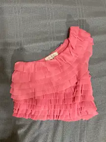 one shoulder pink top