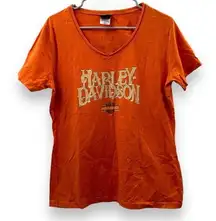 Harley Davidson  Orange Gatlinburg Tennessee Short Sleeve Tee Shirt Size XL