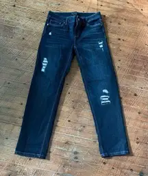 White House Black Market distressed straight crop 2 dark wash jeans