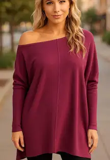 Orange‎ Fashion Village Supersoft Boatneck Sweater O/S Plum