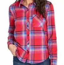 Orvis  red plaid cotton blend plaid flannel button down size large