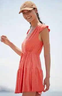 Beyond Yoga Featherweight  Mini Dress Ruffle Cinch Waist Coral Pink Size Medium