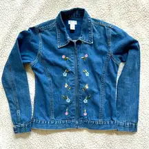 Bugle Boy Vintage Embroidered Boho Floral Cottagecore Jean Jacket Sz S