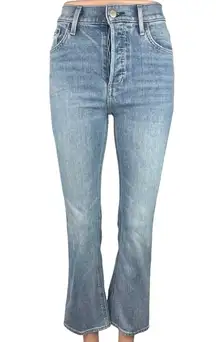 Aritzia Denim Forum Blue Light Wash The Bailey High Rise Crop Flare Jeans Sz 23