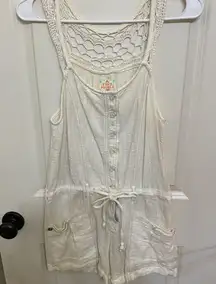 Free People White Linen & Lace Romper
