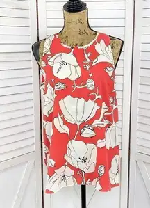 Dalia Floral Sleeveless Blouse Coral Pink Cream Medium