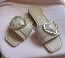 Juicy Couture White Slide Sandals with Heart Detail