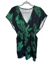 Cupshe Women's Dress Size S Black Green‎ Tropical Leaf Print V Neck Mini