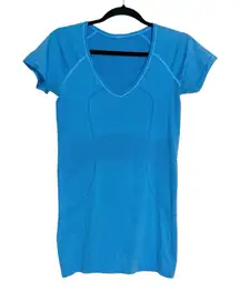 Lululemon Swiftly Tech Short Sleeve V-Neck 6 in Beach Blanket Blue