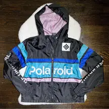 Polaroid Black Hooded Windbreaker Jacket