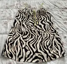 100% Silk Leopard Animal Print Neon Spaghetti Straps Mini Dress, size XS