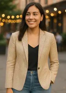 J. Crew Parke Classic Blazer Seersucker Pink Green Yellow Stripe Women’s‎ Size 8