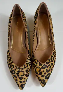 Vionic Women Leopard Print Calf Hair Pointed Toe Kitten Heel Pumps Shoes