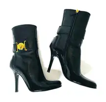 Gucci Hysteria Patent Leather Ankle Boots Size 37.5c Black High-Gloss Booties