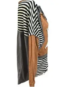  Oversized Quilted Star Patch Boxy Retro High Low Sweatshirt